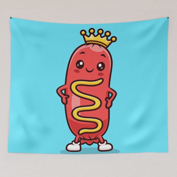 Item preview, Cute Sausage King Wearing Crown – Cartoon Vector Icon Illustration (Food & Holiday Theme) designed and sold by hjian8219.