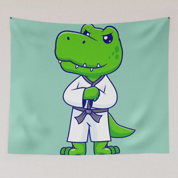 Item preview, Cute Dinosaur Practicing Karate – Cartoon Vector Icon Illustration (Animal & Sport Theme) designed and sold by hjian8219.