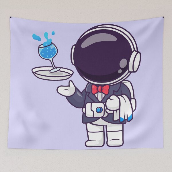 Item preview, Cute Astronaut Waiter Serving Drink – Cartoon Vector Icon Illustration (Science & Profession Theme) designed and sold by hjian8219.