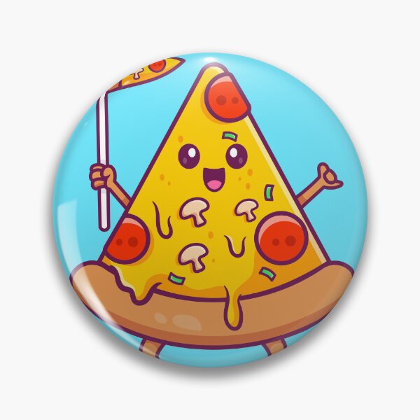 Item preview, Cute Pizza Holding Pizza Flag – Cartoon Vector Icon Illustration (Food & Holiday Theme) designed and sold by hjian8219.