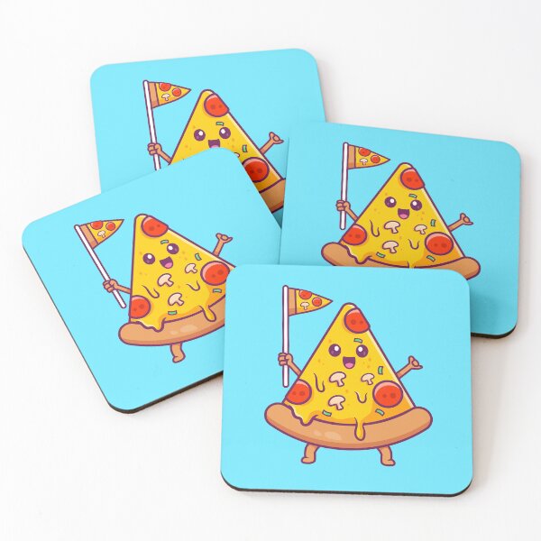 Item preview, Cute Pizza Holding Pizza Flag – Cartoon Vector Icon Illustration (Food & Holiday Theme) designed and sold by hjian8219.