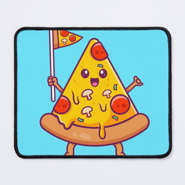 Item preview, Cute Pizza Holding Pizza Flag – Cartoon Vector Icon Illustration (Food & Holiday Theme) designed and sold by hjian8219.