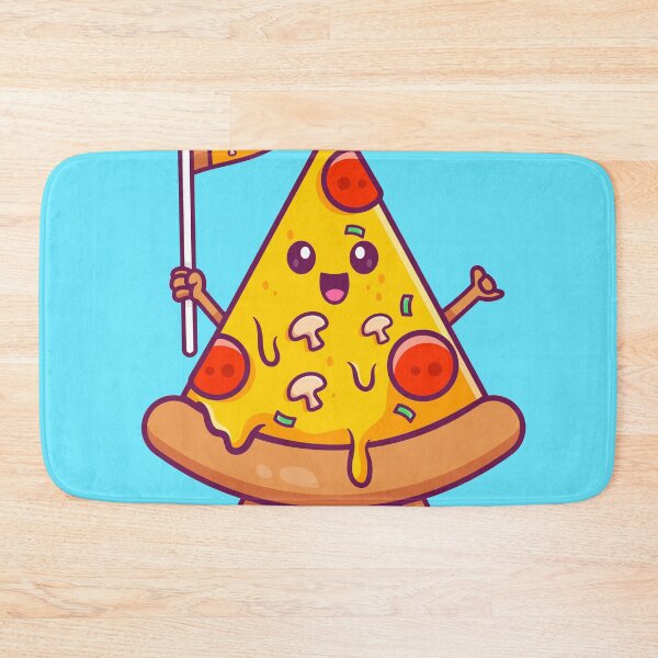 Item preview, Cute Pizza Holding Pizza Flag – Cartoon Vector Icon Illustration (Food & Holiday Theme) designed and sold by hjian8219.