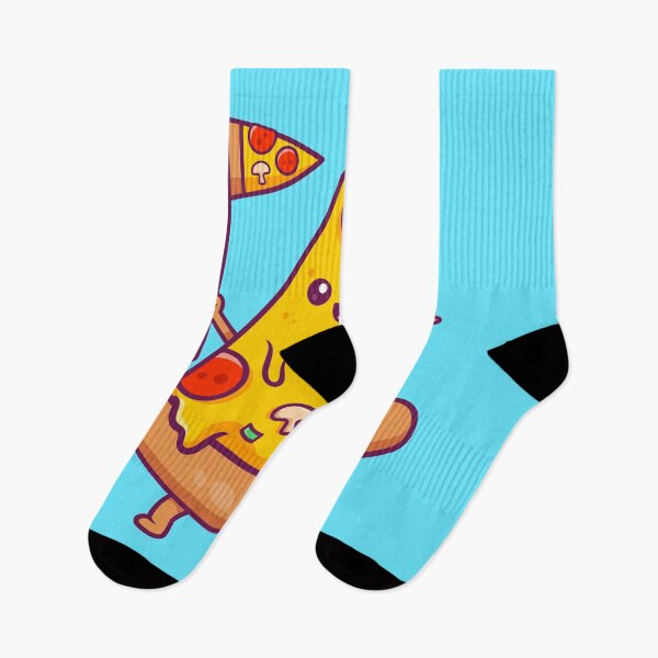 Item preview, Cute Pizza Holding Pizza Flag – Cartoon Vector Icon Illustration (Food & Holiday Theme) designed and sold by hjian8219.