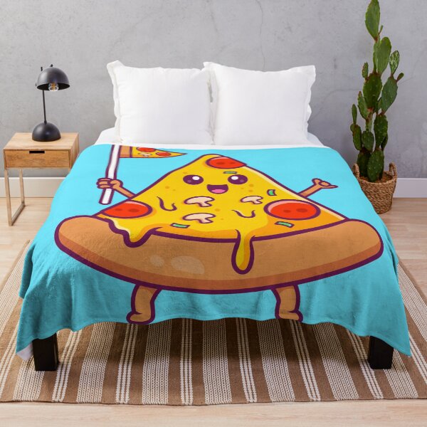 Item preview, Cute Pizza Holding Pizza Flag – Cartoon Vector Icon Illustration (Food & Holiday Theme) designed and sold by hjian8219.