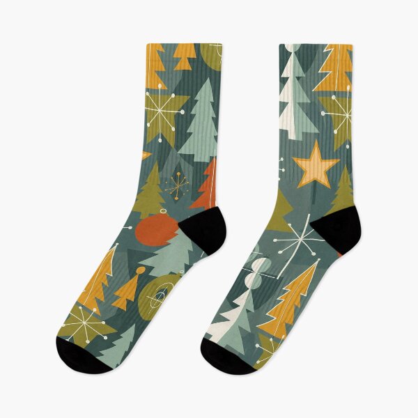Item preview, Modern Christmas Pattern | Mid Century Holiday Design | Green Orange Yellow Trees & Ornaments for T-Shirts, Stickers, Wall Art, Wrapping Paper & More designed and sold by DesignWorld8.