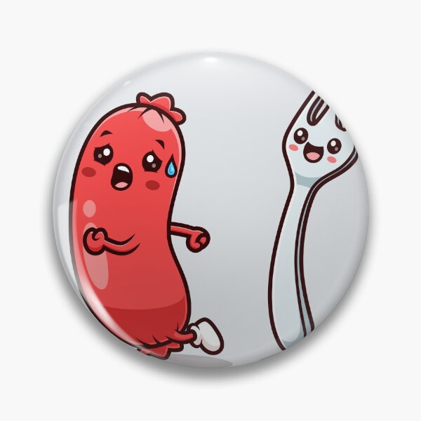 Item preview, Cute Sausage Running from Fork – Cartoon Vector Icon Illustration (Food & Fun Theme) designed and sold by hjian8219.