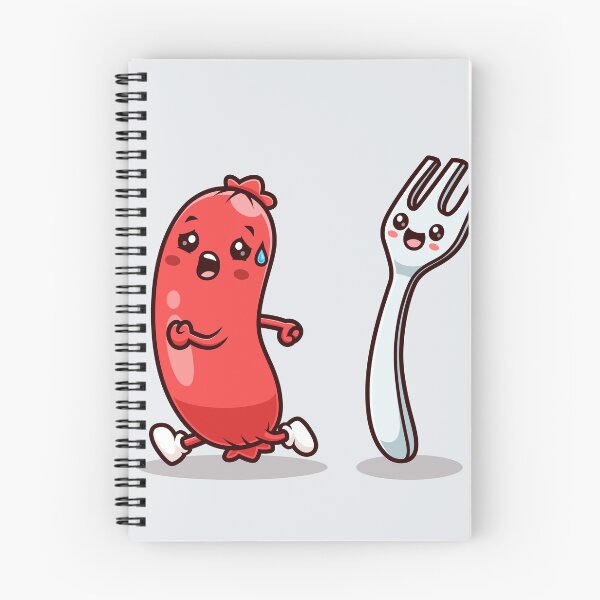 Item preview, Cute Sausage Running from Fork – Cartoon Vector Icon Illustration (Food & Fun Theme) designed and sold by hjian8219.