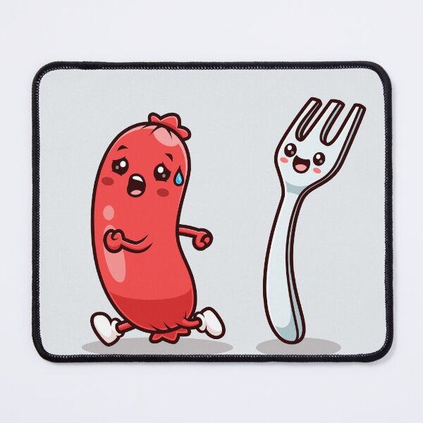Item preview, Cute Sausage Running from Fork – Cartoon Vector Icon Illustration (Food & Fun Theme) designed and sold by hjian8219.