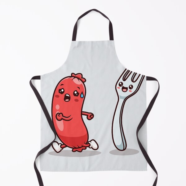 Item preview, Cute Sausage Running from Fork – Cartoon Vector Icon Illustration (Food & Fun Theme) designed and sold by hjian8219.