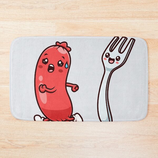 Item preview, Cute Sausage Running from Fork – Cartoon Vector Icon Illustration (Food & Fun Theme) designed and sold by hjian8219.