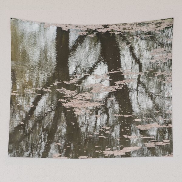 Item preview, Autumnal Swamp Reflections with Pink Aquatic Plants designed and sold by Georgia Mizuleva.