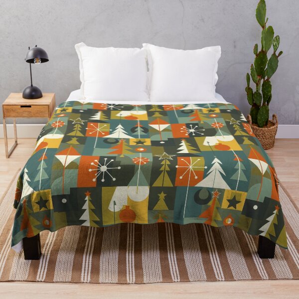 Item preview, Retro Christmas Patchwork Pattern | Mid Century Holiday Design | Green Orange Yellow Blue Trees & Ornaments for T-Shirts, Stickers, Wall Art, Wrapping Paper & More designed and sold by DesignWorld8.