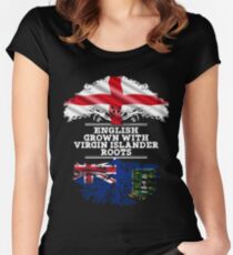 English Grown With Virgin Islander Roots Gift For Virgin Islander From British Virgin Islands - British Virgin Islands Flag in Roots Women's Fitted Scoop T-Shirt