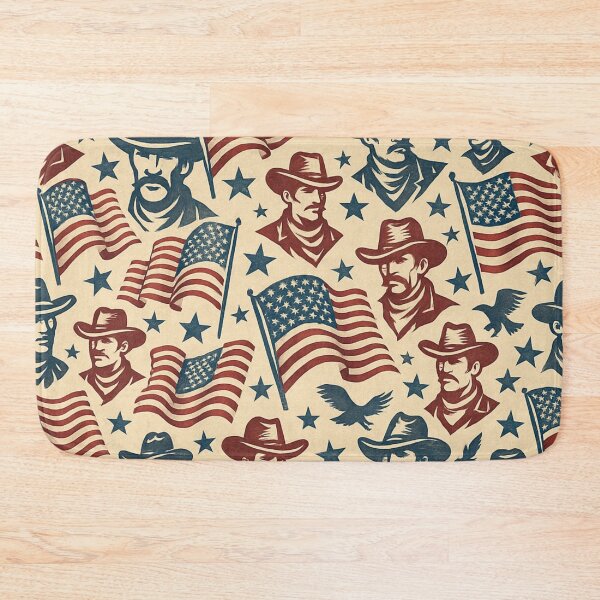 Item preview, Cowboy Patriot Seamless Pattern – Western Americana Flags All-Over Print designed and sold by getpressedshirt.