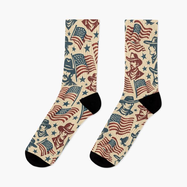 Item preview, Cowboy Patriot Seamless Pattern – Western Americana Flags All-Over Print designed and sold by getpressedshirt.