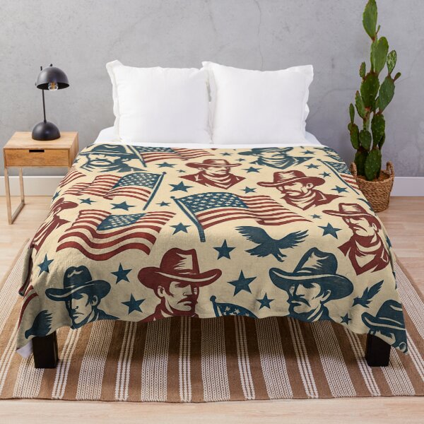 Item preview, Cowboy Patriot Seamless Pattern – Western Americana Flags All-Over Print designed and sold by getpressedshirt.