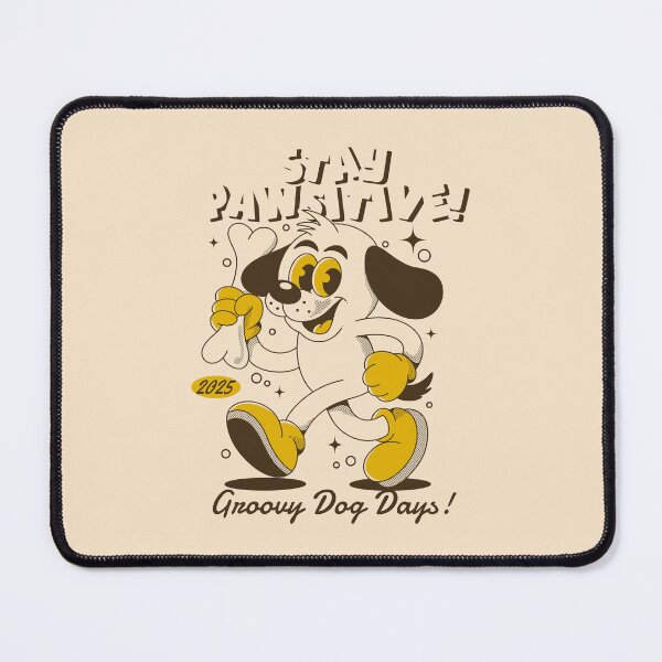 Item preview, Retro Groovy Dog Cartoon Stay Pawsitive designed and sold by adipra.
