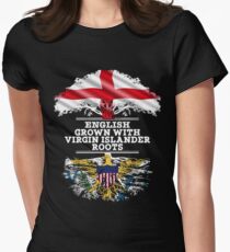 English Grown With Virgin Islander Roots Gift For Virgin Islander From Us Virgin Islands - Us Virgin Islands Flag in Roots Women's Fitted T-Shirt