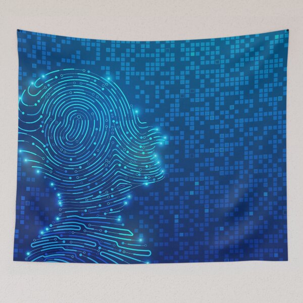 Item preview, deep learning or machine learning, graphic of artificial intelligence  combined with circuit board designed and sold by NiamLab.