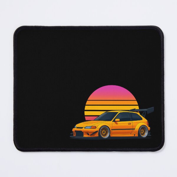 Item preview, Yellow Retro Civic Hatchback JDM Car Art designed and sold by Joyfulimaginery.