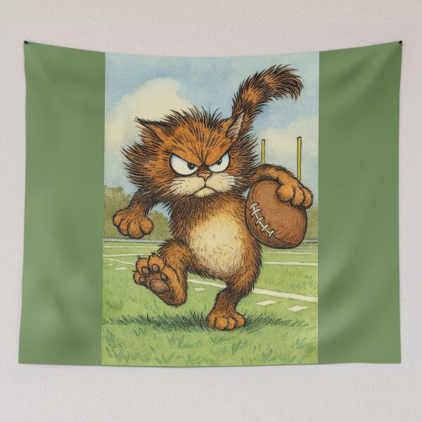 Item preview, Angry Cat Plays Football designed and sold by Tridentulus.