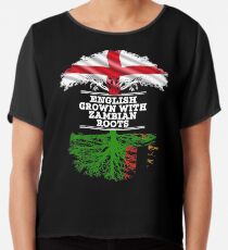 Englisch angebaut mit Sambian Roots Geschenk für Sambian von Sambia - Sambia Flag in Wurzeln Chiffontop