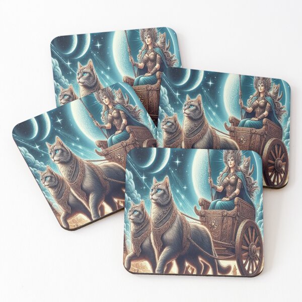 Item preview, Norse goddess, Freyja on her cart with her cats designed and sold by Jonrir-Seidr.