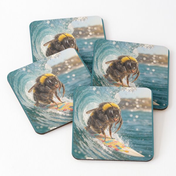 Item preview, Smiling Bee Rides the Waves at Mavericks designed and sold by Tridentulus.