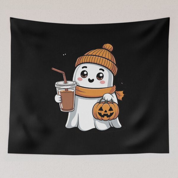 Item preview, Ghost Drinking Coffee Halloween Ghost Ice Coffee designed and sold by LinlinsDemons.