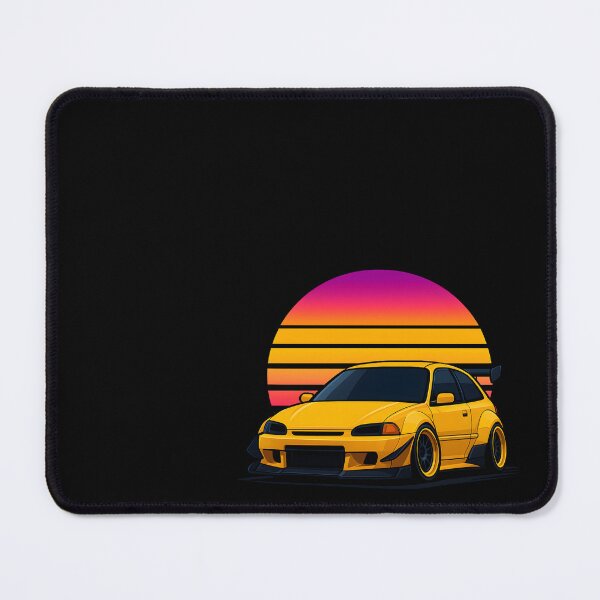 Item preview, Yellow Retro Civic Hatchback JDM Car Art designed and sold by Joyfulimaginery.