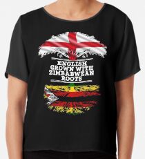 Englisch angebaut mit simbabwischen Wurzeln Geschenk für Simbabwe von Simbabwe - Simbabwe Flagge in Wurzeln Chiffontop