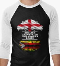 Englisch angebaut mit simbabwischen Wurzeln Geschenk für Simbabwe von Simbabwe - Simbabwe Flagge in Wurzeln Baseballshirt für Männer