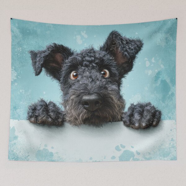 Item preview, Kerry Blue Terrier Peeking over Wall 01 designed and sold by Elisabeth Lucas.