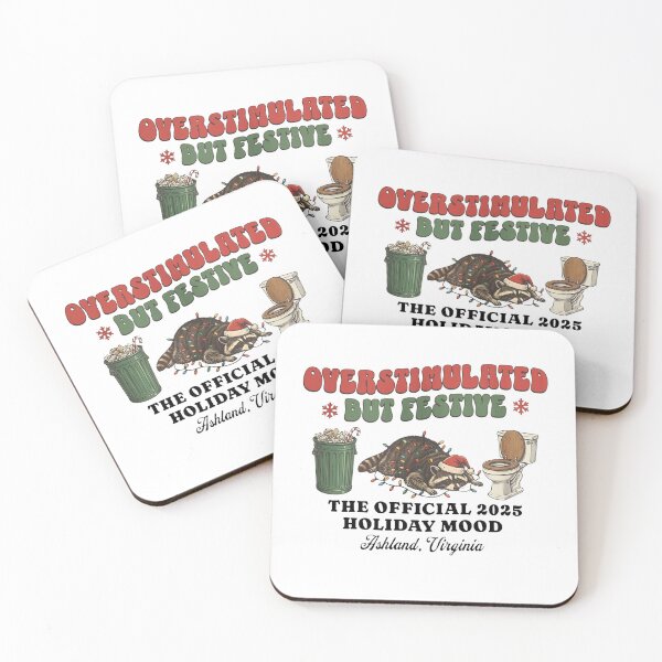 Item preview, Overstimulated but Festive – Funny 2025 Holiday Mood Raccoon Design designed and sold by margamPagenberg.