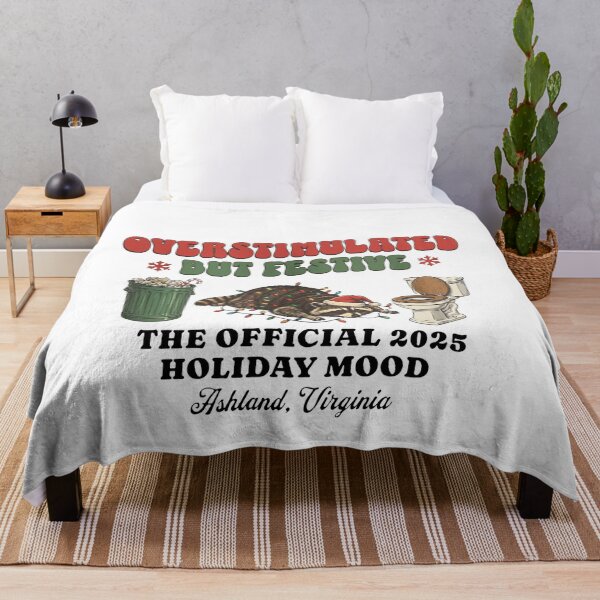 Item preview, Overstimulated but Festive – Funny 2025 Holiday Mood Raccoon Design designed and sold by margamPagenberg.