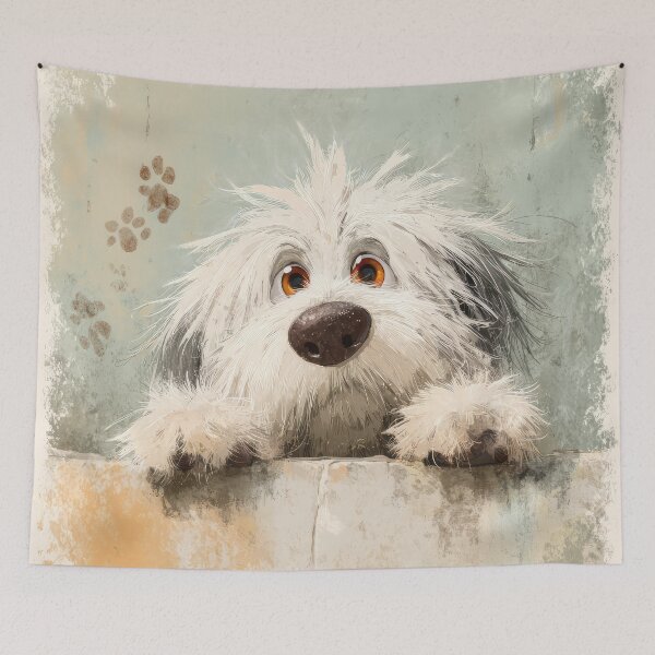 Item preview, Komondor Peeking over Wall 01 designed and sold by Elisabeth Lucas.