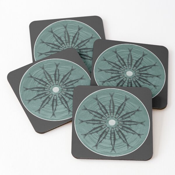 Item preview, Teal Blue Sardine Circle Weird Fish Art designed and sold by TackyTime.