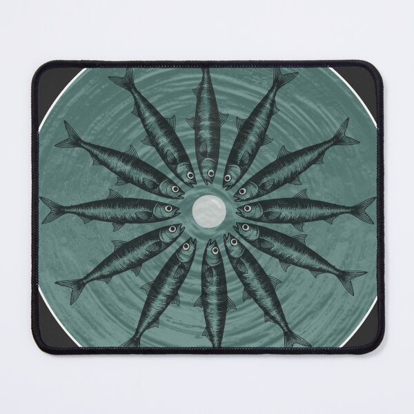 Item preview, Teal Blue Sardine Circle Weird Fish Art designed and sold by TackyTime.