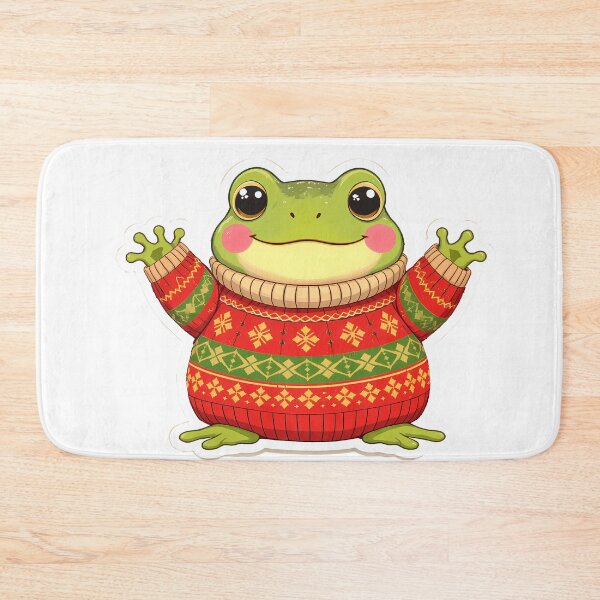 Item preview, Cute Christmas Frog in Cozy Sweater designed and sold by FratddArtworks.