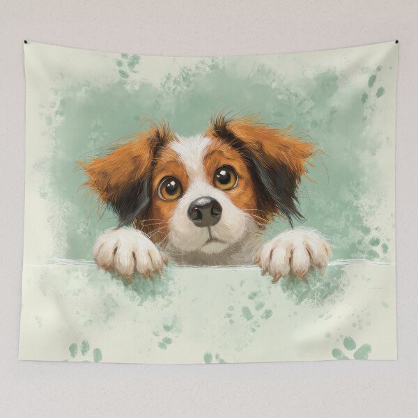 Item preview, Kooikerhondje Peeking over Wall 01 designed and sold by Elisabeth Lucas.