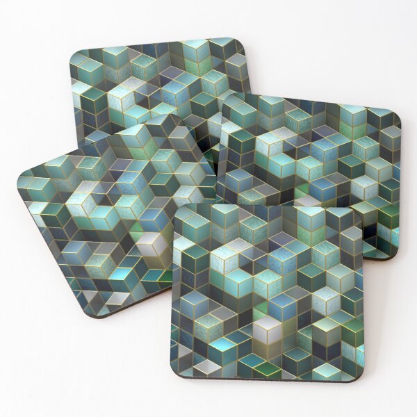 Item preview, Cubes in Blue designed and sold by MoodyMuseArt.