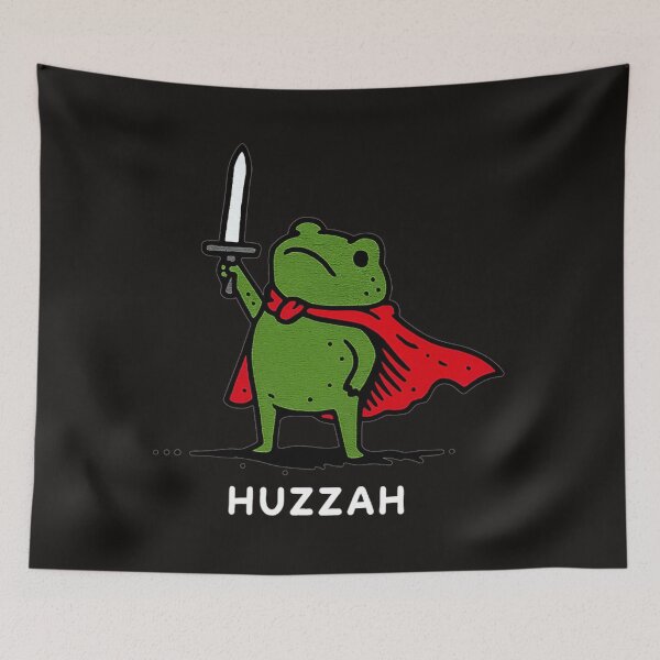 Item preview, Huzzah Frog Knight Funny Sword Meme Quote designed and sold by JanetPer1.