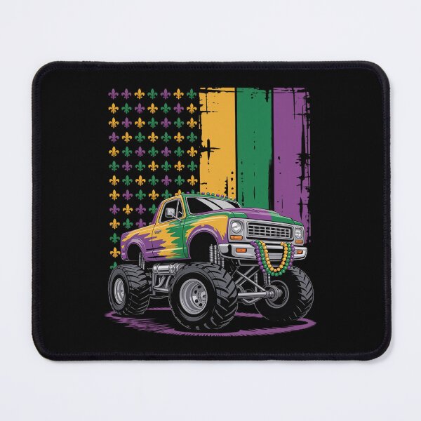 Item preview, Mardi Gras Monster Truck Beads Flag designed and sold by repconomArt.
