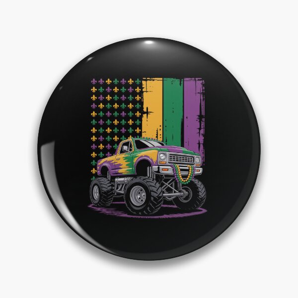 Item preview, Mardi Gras Monster Truck Beads Flag designed and sold by repconomArt.