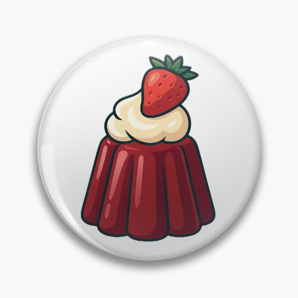 Item preview, Cartoon-style red gelatin dessert topped with whipped cream and strawberry—glossy texture and playful design on a soft background, ideal for sweet-themed visuals designed and sold by pipikijung.