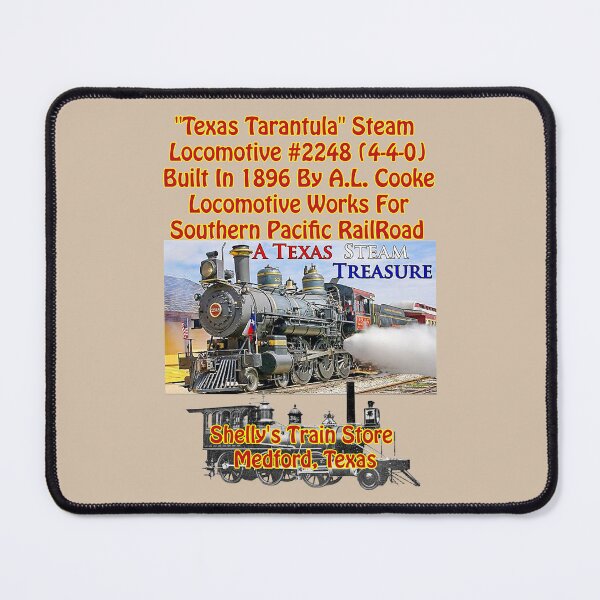Item preview, 'Texas Tarantula' #2248 Steam Locomotive, Shelly's Train Store, Vintage, Classic, Collectible Train Logos, Rail & Railroad Logos, stickers, t-shirts, posters designed and sold by MoreEZUSA-Here.