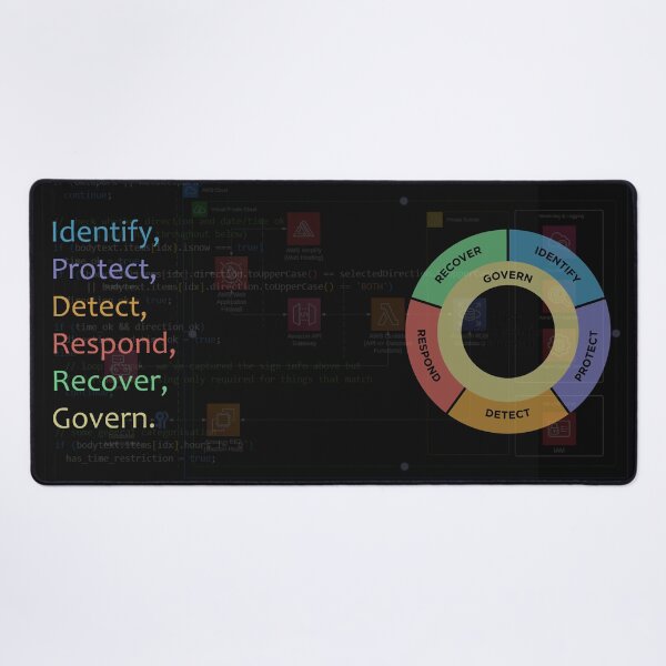Item preview, NIST CSF Identify, Protect, Detect, Respond, Recover - Cyber Security Framework (Dark Background) designed and sold by cyberbcat.