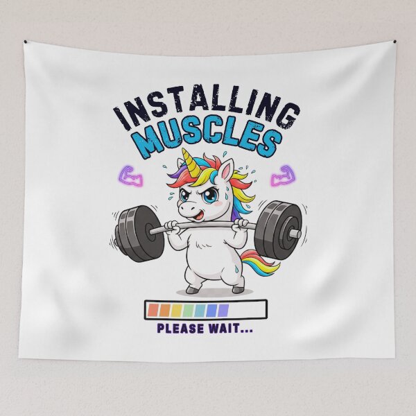 Item preview, Installing Muscles Please Wait, Gym Motivational, Fitness Quote Tee designed and sold by Teetreasure2.