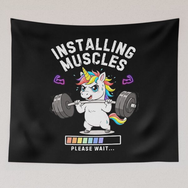 Item preview, Installing Muscles Please Wait, Gym Motivational, Fitness Quote Tee designed and sold by Teetreasure2.